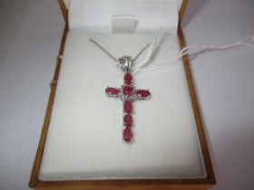 Ruby Cross Pendant and Chain