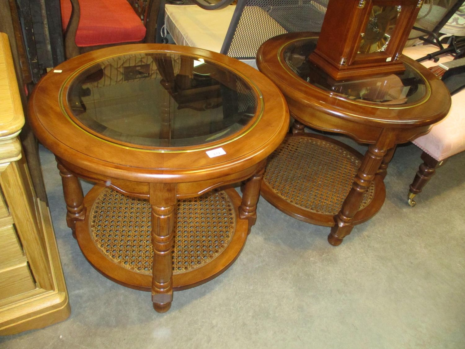 Pair of Glass Inset Top Lamp Tables, 65cm each