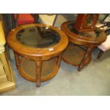 Pair of Glass Inset Top Lamp Tables, 65cm each