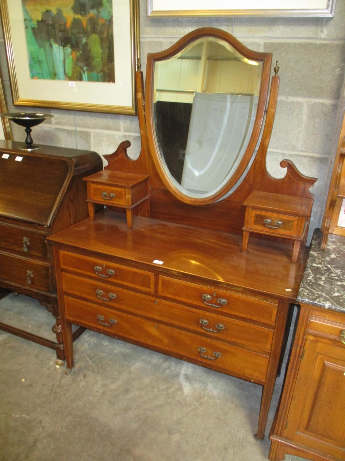 Edwardian Inlaid Mahogany Dressing Table, 107cm