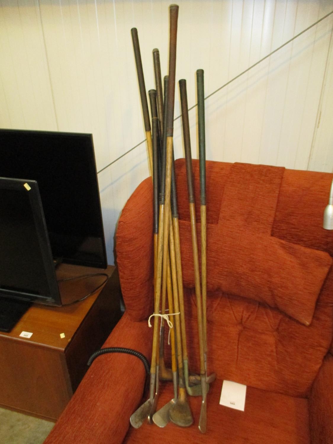 Nine Vintage Hickory Shaft Golf Clubs