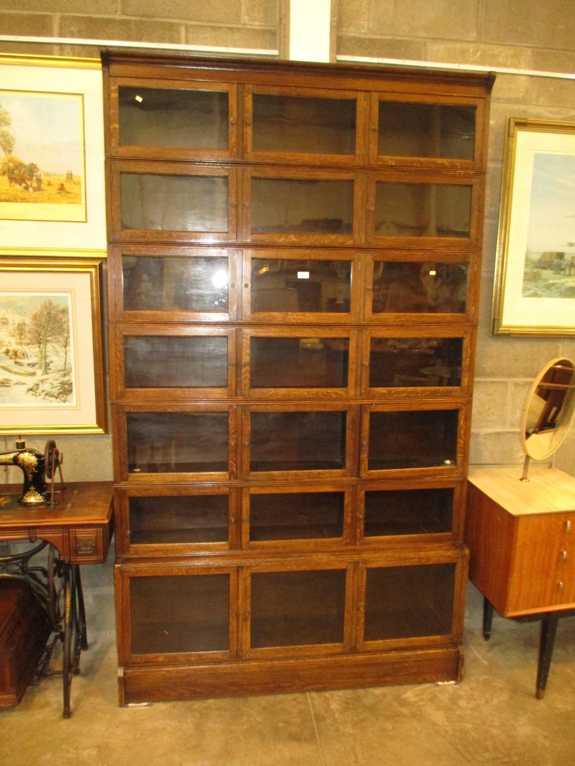 Early 20th Century Oak 21 Door 7 Tier Stacking Bookcase, 131cm wide, 226cm high