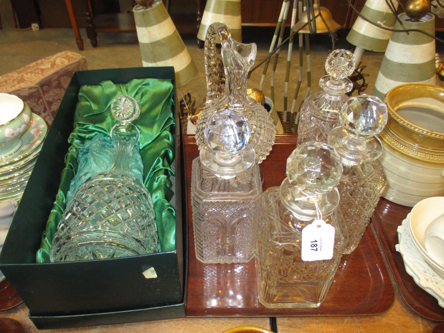 Galway Irish Crystal Decanter, 4 Others and a Wine Jug