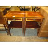 Pair of Reproduction Inlaid Mahogany Bedside Tables, each 39cm