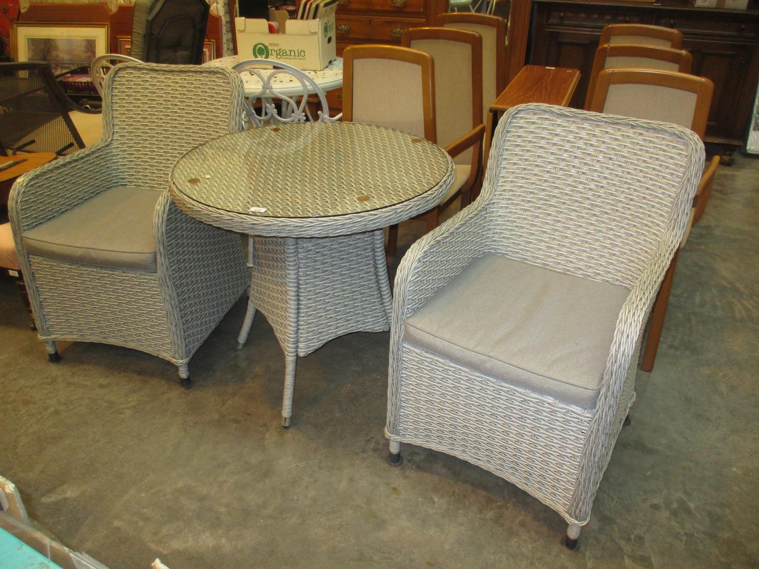 Supreme Wicker Effect Garden Table with 2 Chairs