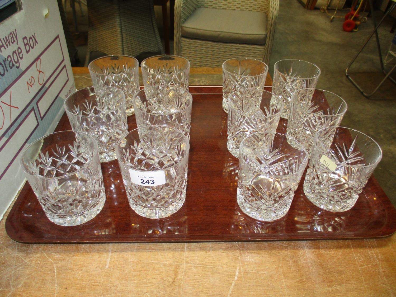 Two Sets of Crystal Whisky Tumblers