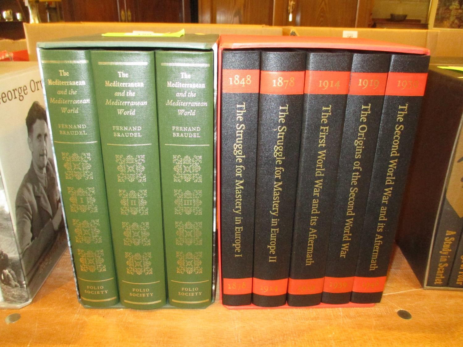 Two Boxed Sets of Folio Society Books - A Century of Conflict and The Mediterranean