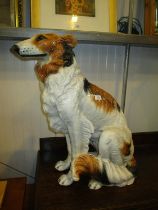 Pottery Seated Dog, 73cm, repaired leg
