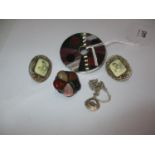 Two Faulty Agate Brooches, Silver and Other Charms, Bangle, Bracelet, Necklace, 2 Agate Brooches (