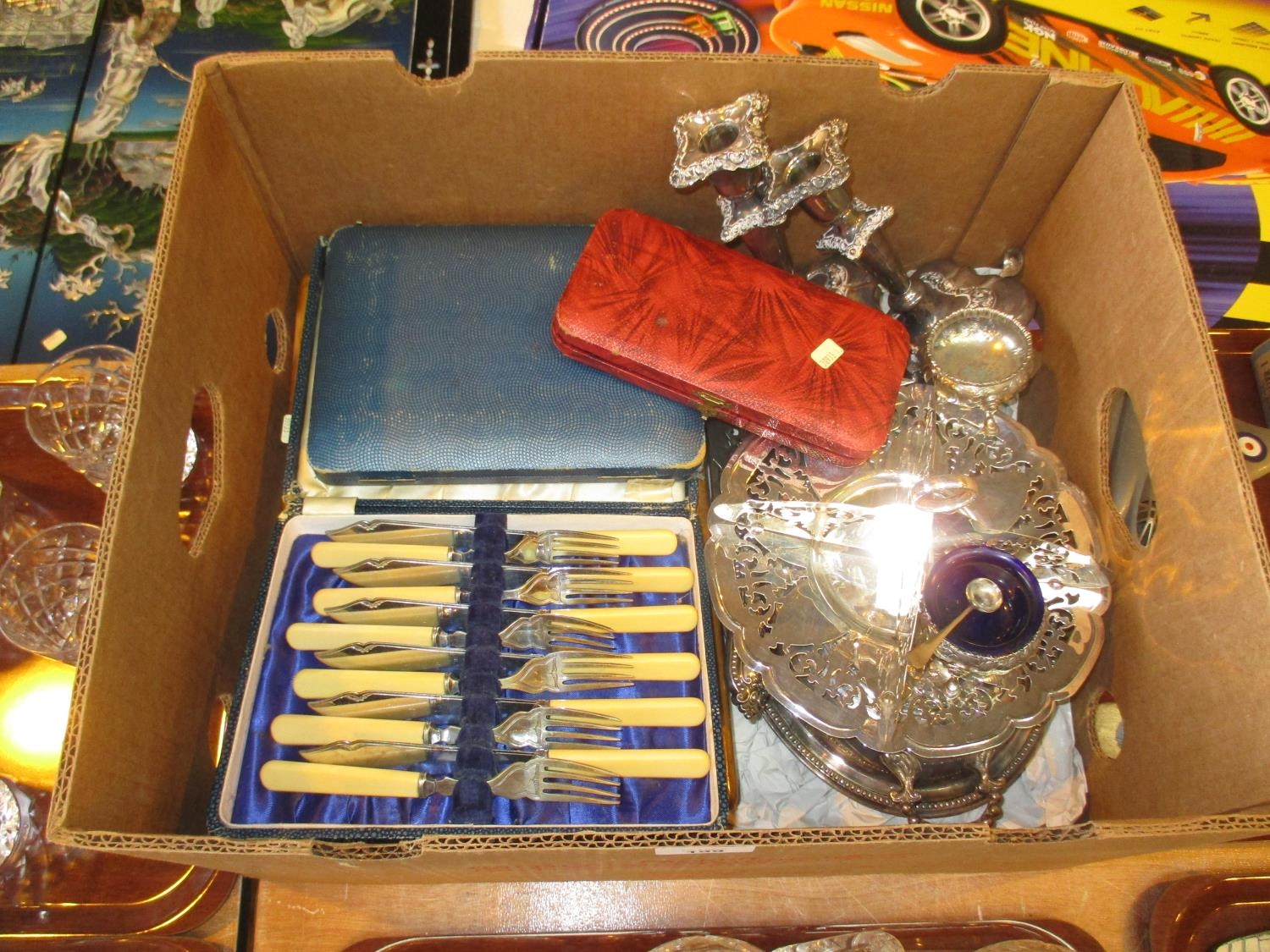 Box of Silver Plated Items and Cutlery