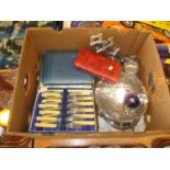 Box of Silver Plated Items and Cutlery
