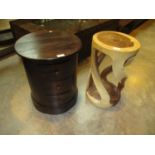 Pillar Chest of 3 Drawers and a Carved Wood Plant Table