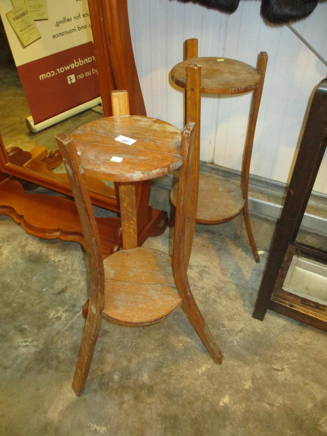 Pair of Oak Plant Stands