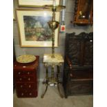 Victorian Brass and Marble Standard Oil Lamp, fitted electric