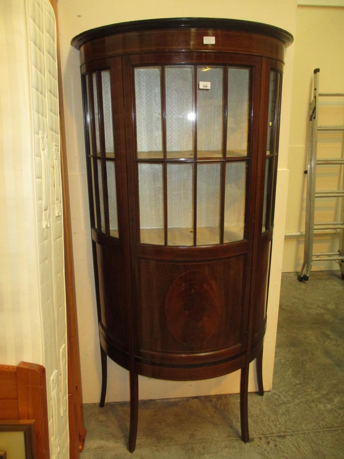 Edwardian Inlaid Mahogany Bowfront Display Cabinet, 91cm