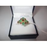 9ct Gold Emerald and Garnet Ring