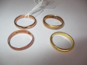 Three 9ct Gold Wedding Rings, 9.2g, and an 18ct Gold Wedding Ring, 3.16g