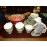 Maling Bowl, Aynsley 18 Piece Tea Set and Nao Figure