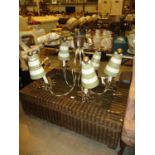 Ornate Pendant Chandelier and a Wicker and Glass Coffee Table