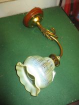 Arts & Crafts Brass Wall Light with Vaseline Glass Shade