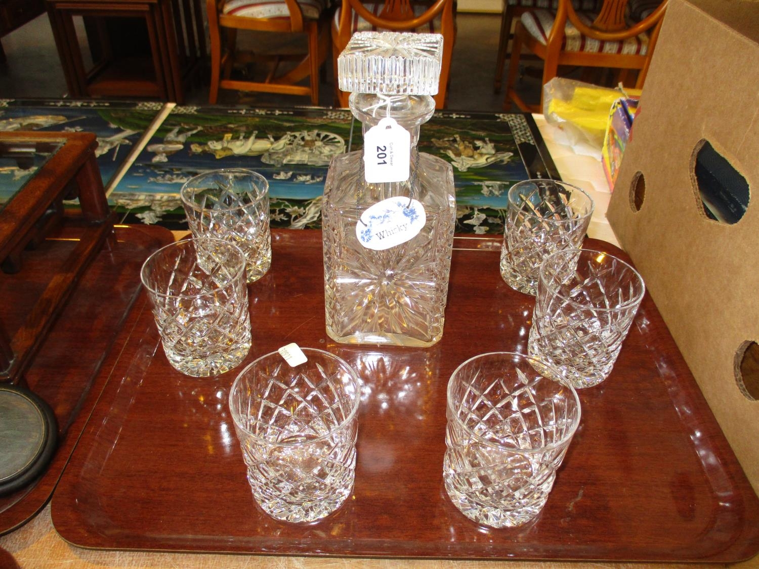 Crystal Whisky Decanter and 6 Tumblers