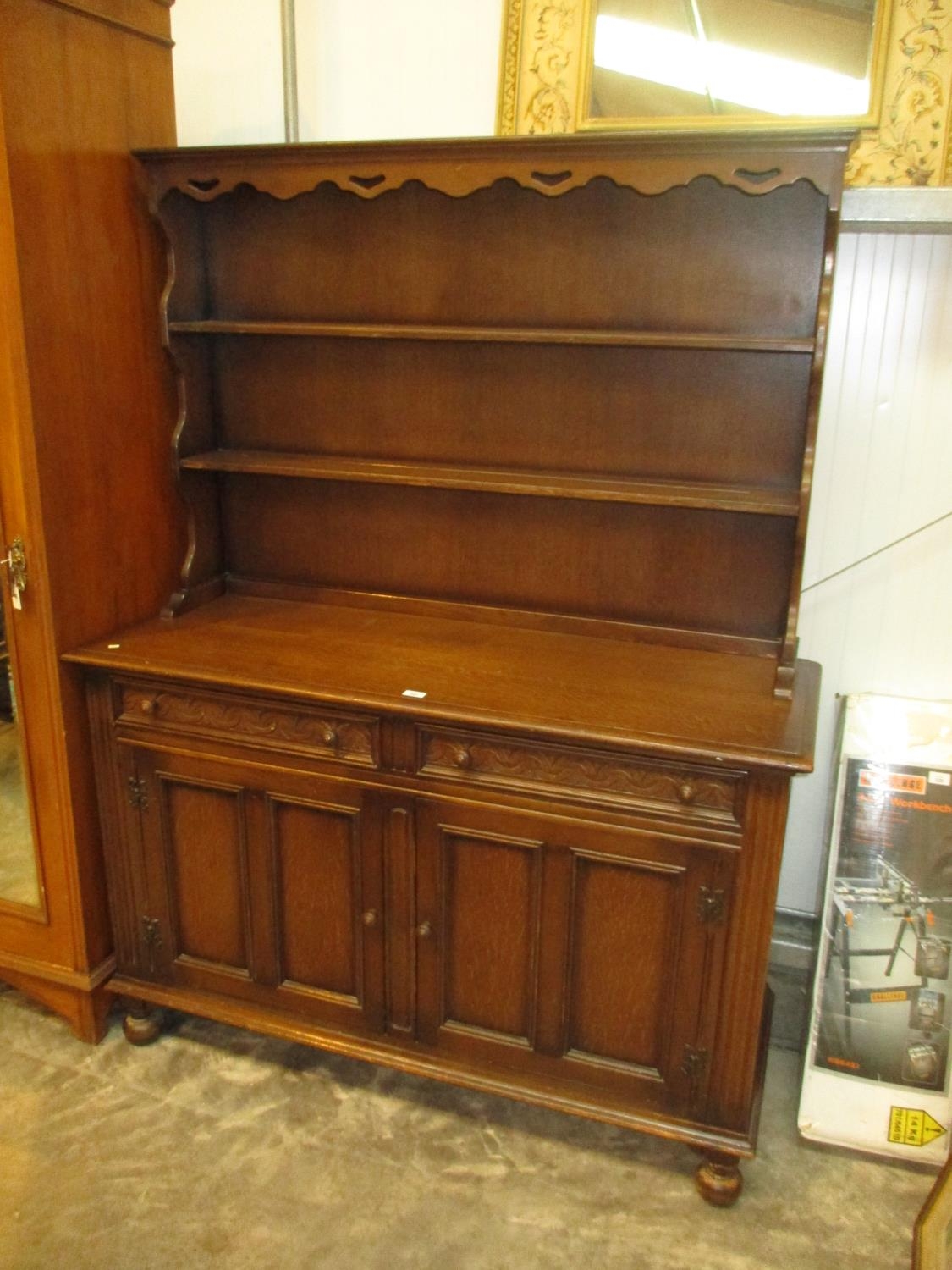 Vintage Oak Shelved Back Dresser, 138cm
