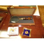 Cased Magnifier, Coronation 1953 Trinket Box and a Dish