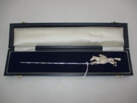 London Silver Horse and Jockey Letter Knife with Case