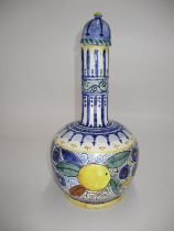 Mak Merry 1925 Hand Painted Bottle Neck Vessel with Cover, 31cm