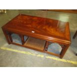 Mahogany and Bergere Coffee Nest of 3 Tables, 120x60cm
