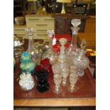 Six Piece Frosted Glass Liqueur Set, 4 Decanters, Mdina and Other Glass