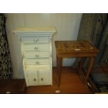 Sorrento Musical Work Table and a Small Painted Cabinet