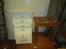 Sorrento Musical Work Table and a Small Painted Cabinet
