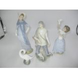 Lladro Figure of a Seated Man, Lladro Goose and 2 Nao Figures