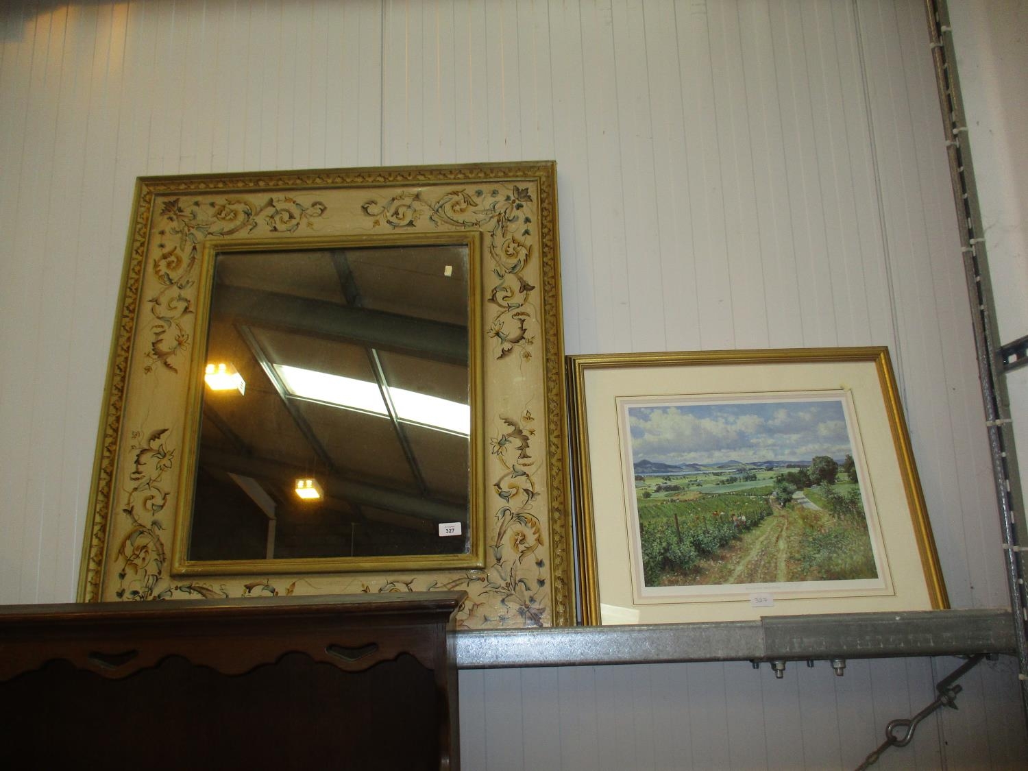 Decorative Wall Mirror, 94x84cm, and a James McIntosh Patrick Print