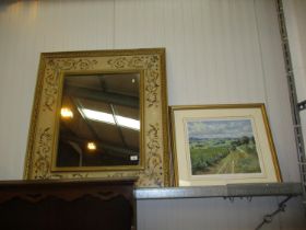Decorative Wall Mirror, 94x84cm, and a James McIntosh Patrick Print