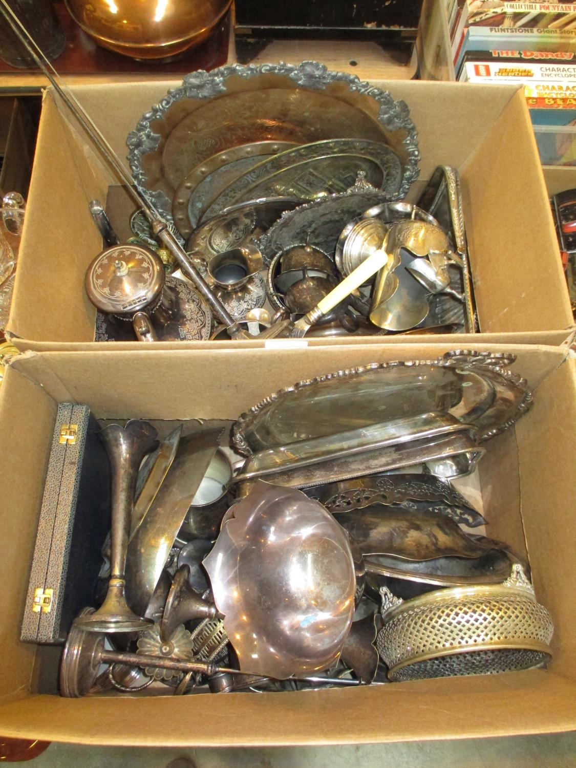 Two Boxes of Silver Plated Items etc