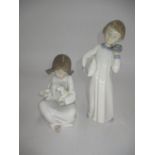 Two Nao Figures, Girl with Lamp and Boy with Pillow and Clock