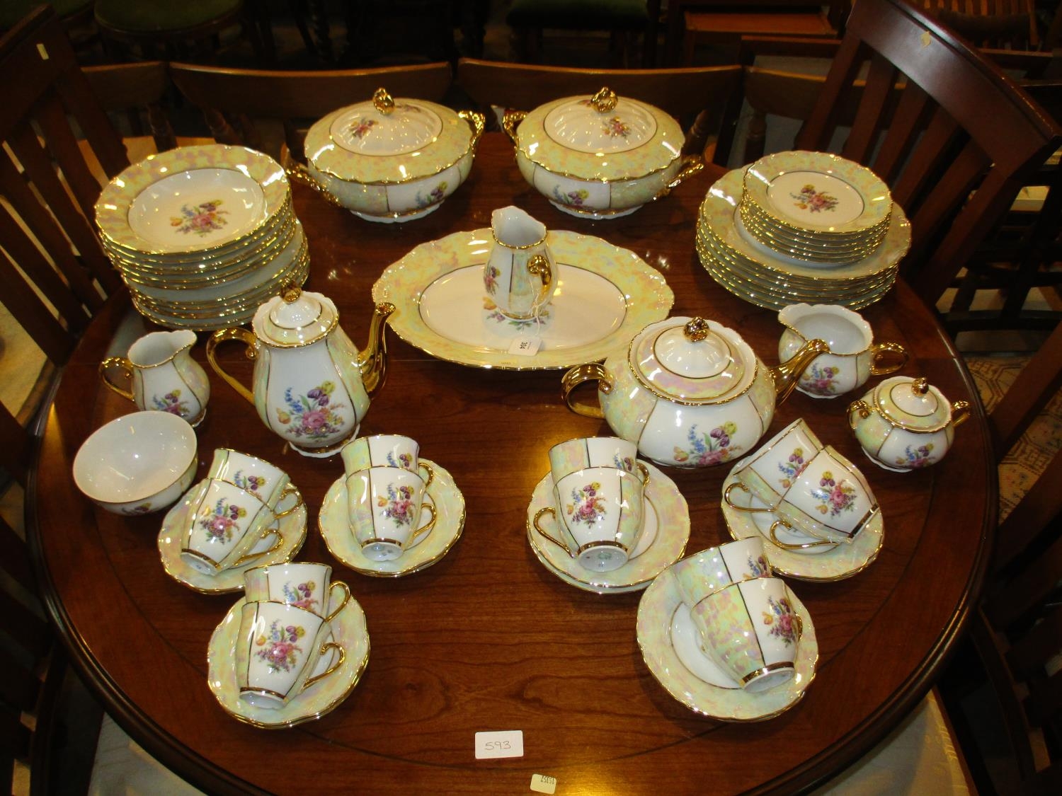 Czechoslovakian Lustre Porcelain 59 Piece Dinner Service