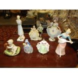 Three Royal Doulton Figures and 4 Others