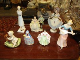 Three Royal Doulton Figures and 4 Others