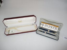 Parker 17 Pen Set and a Lotus Necklace