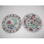 Two Late 18th/Early 19th Century Chinese Export Porcelain Polychrome Plates, 22.5 and 22cm