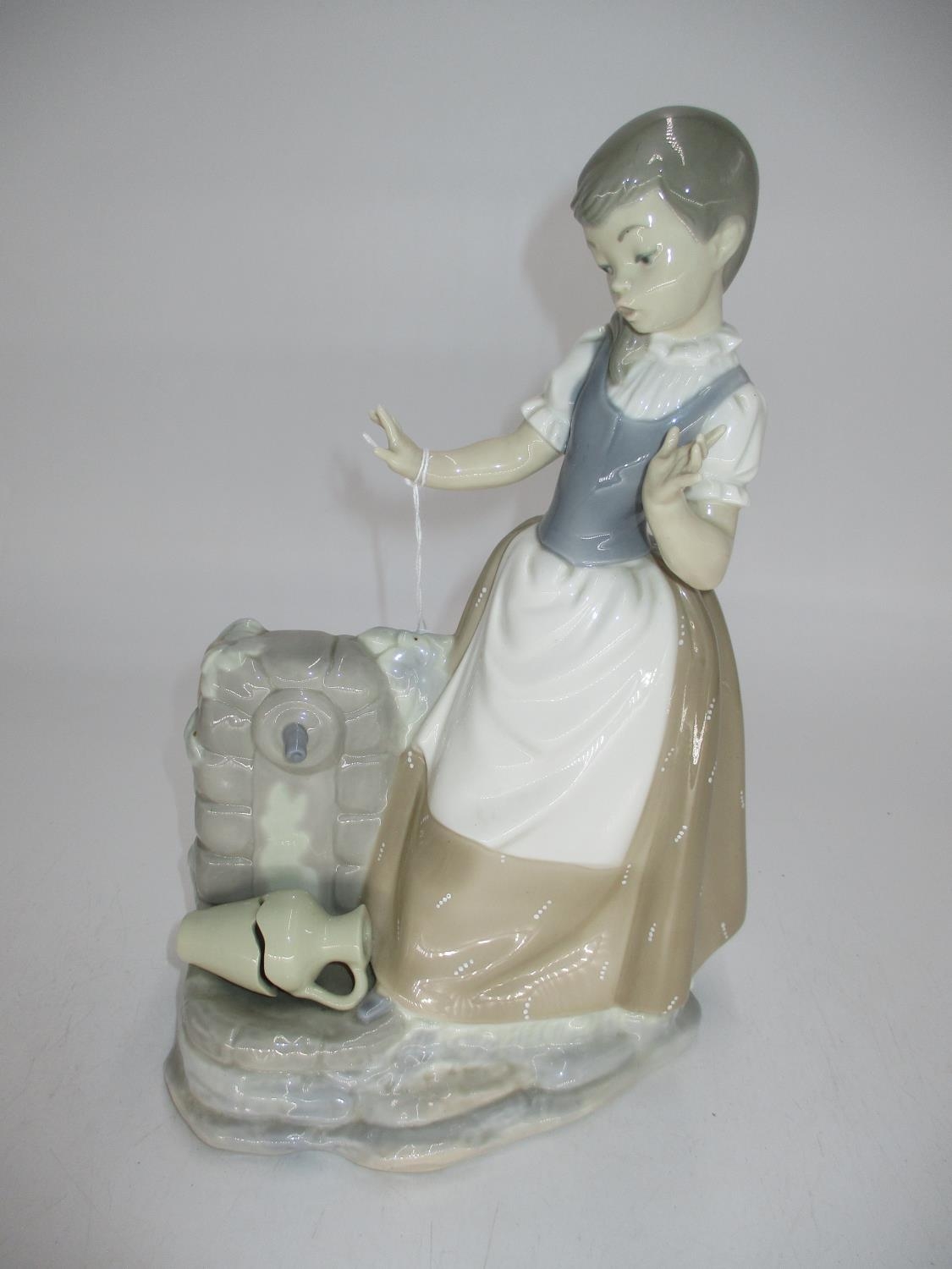 Nao Figure of a Girl at a Well with a Broken Vessel, 29cm