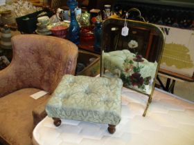 Victorian Mirror Panel Fire Screen and a Stool