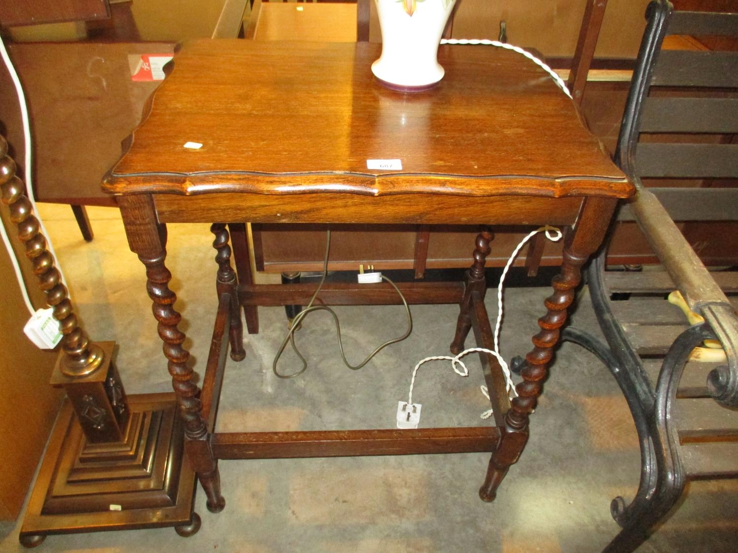 1920's Oak Barley Twist Occasional Table, 60x45cm