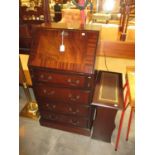 Reproduction Mahogany Bureau, 51cm, along with a News Rack