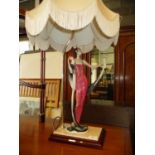 Florence Art Deco Style Figure Lamp with Shade