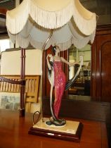 Florence Art Deco Style Figure Lamp with Shade