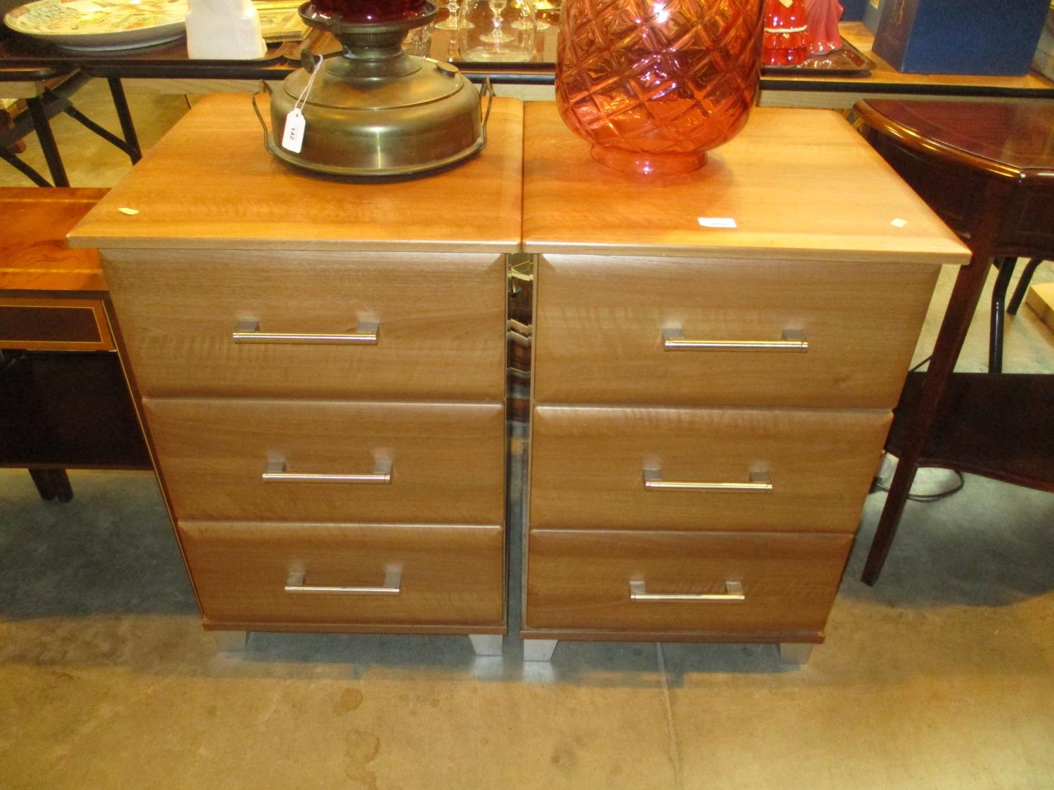 Pair of Wood Effect Bedside Chests, each 47cm